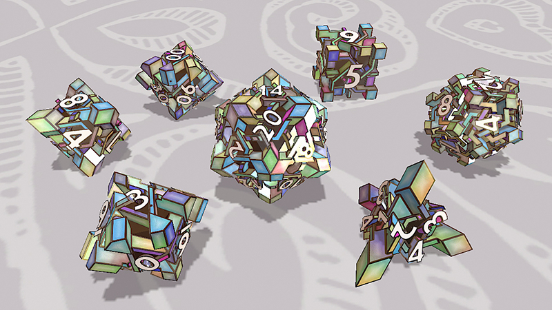 Intangle dice in the Stained Glass theme