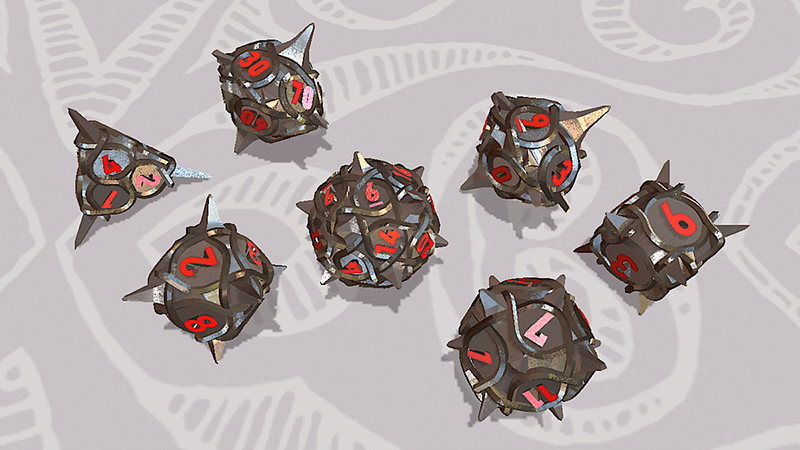 Thorn dice in the Infernal Obsidian theme